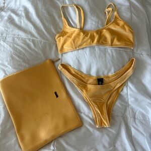 Triangl Bikini Yellow Velvet Maci Cheeky Set
